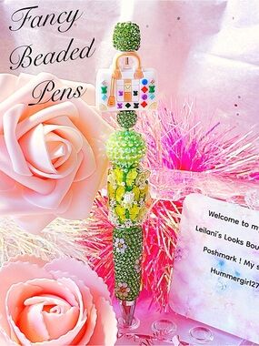 Fancy beaded Pen/gifts/green beads/butterfly pen/multicolor purse/